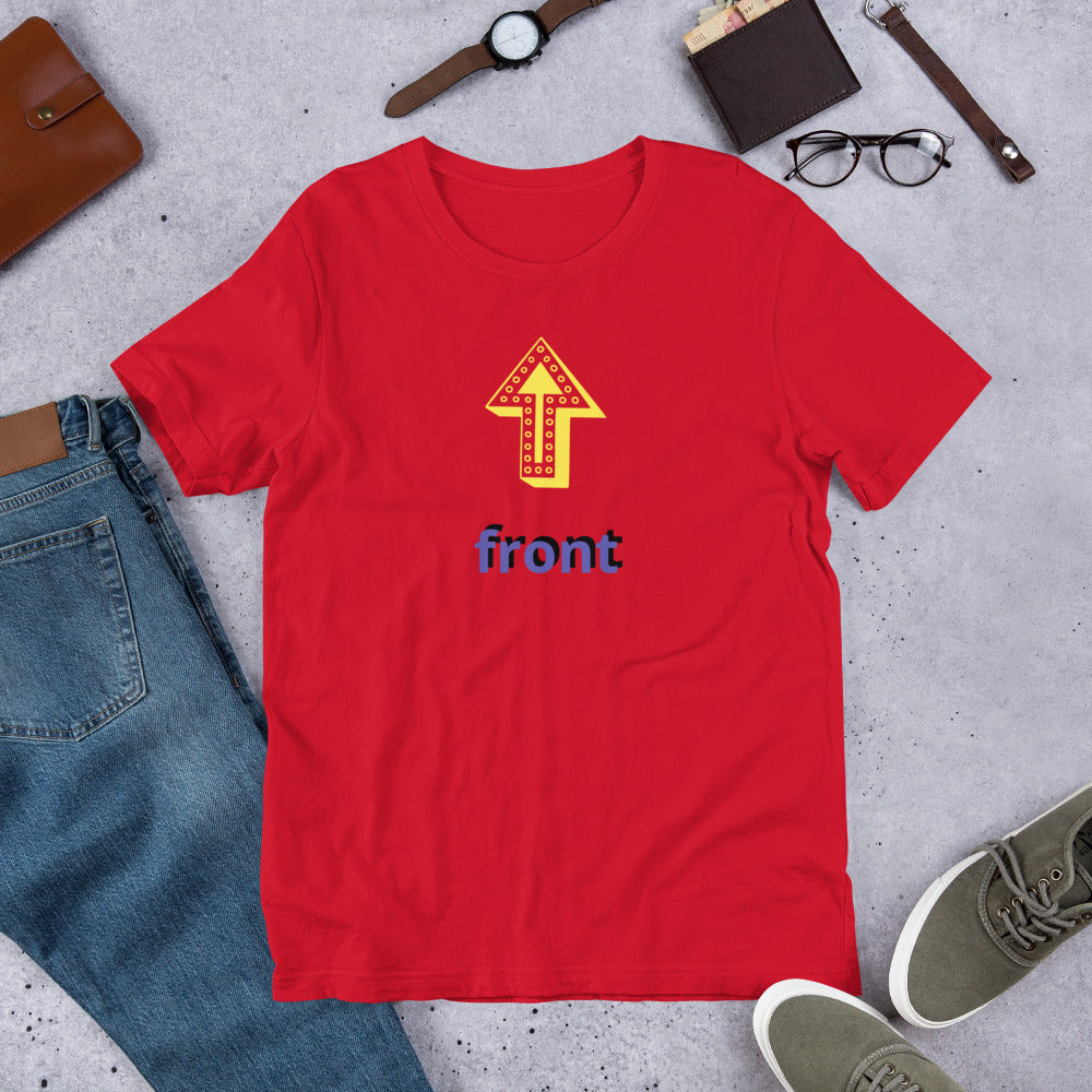 Up Front - Bold Humour - Short-Sleeve Unisex T-Shirt - Graphic Tee - Red - Front